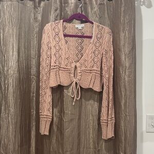 Pink Lace Knit Cardigan